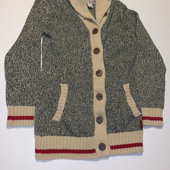 Roots Canada Grey, Cream, and Red Cabin Sweater - Girl’s Size Large - Picture 4 of 7